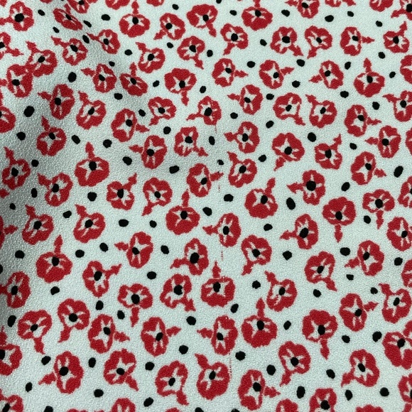 Ann Taylor Ditsy Red Poppy Floral Wrap Fit Flare Midi Dress Size 2 - Picture 12 of 13